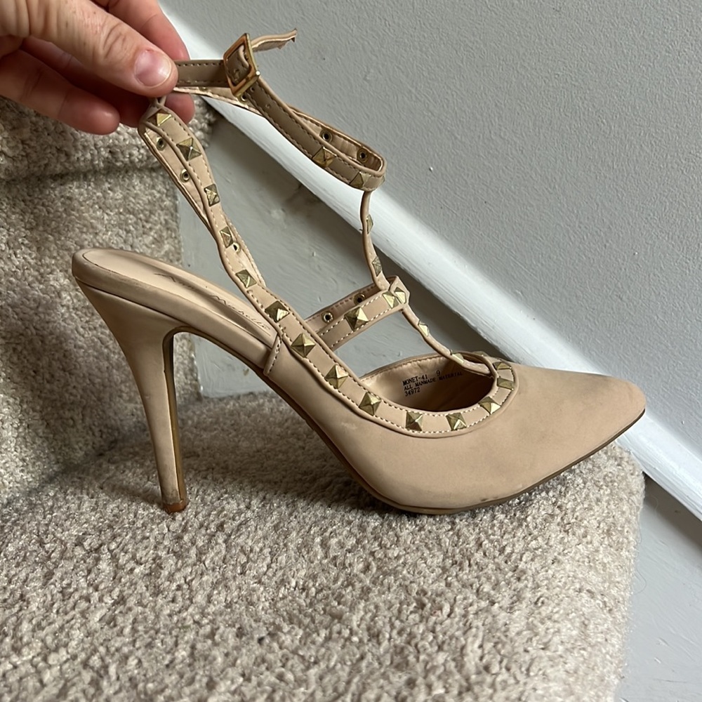 Nude Suede Diva Studded Heels With Ankle Straps. Worn three times.